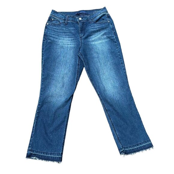 Bandolino Denim - Bandolino High Rise Millie Capri Denim Jeans Raw Hem Women's Size 8